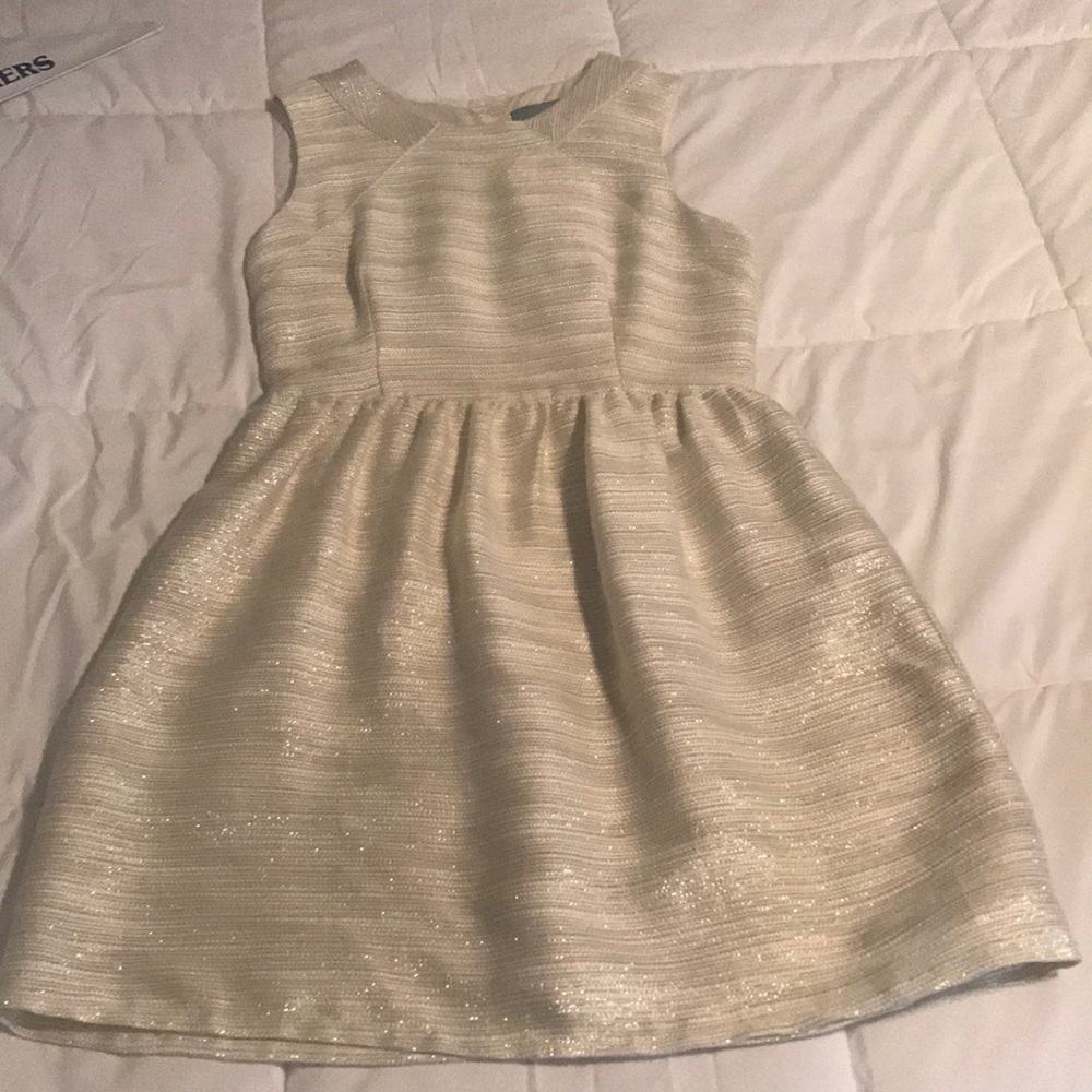 White with gold sparkle dress